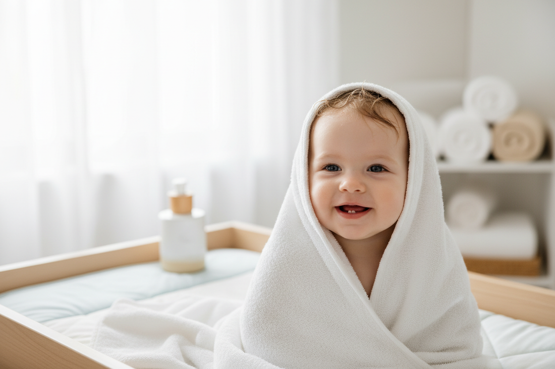 Bébe heureux après un bain